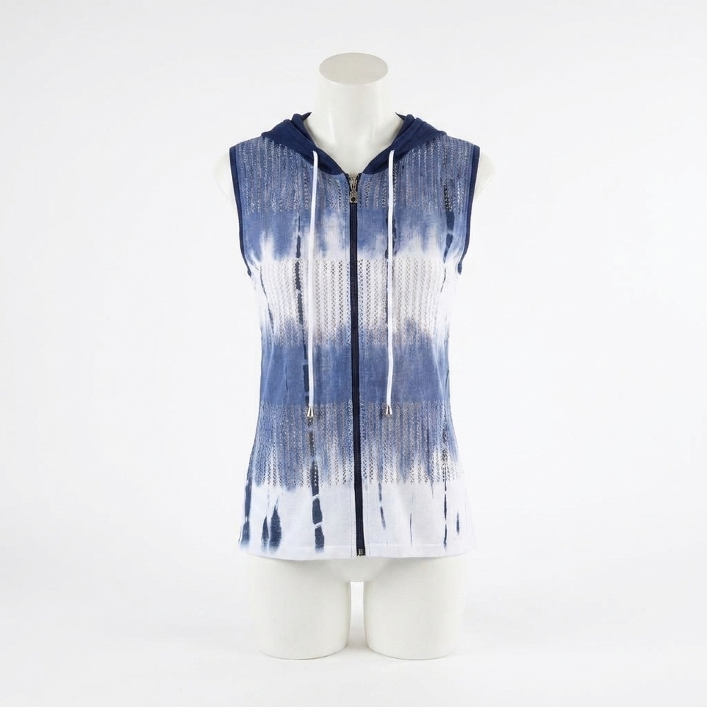 NEW ANGEL APPAREL zip up vest in white navy